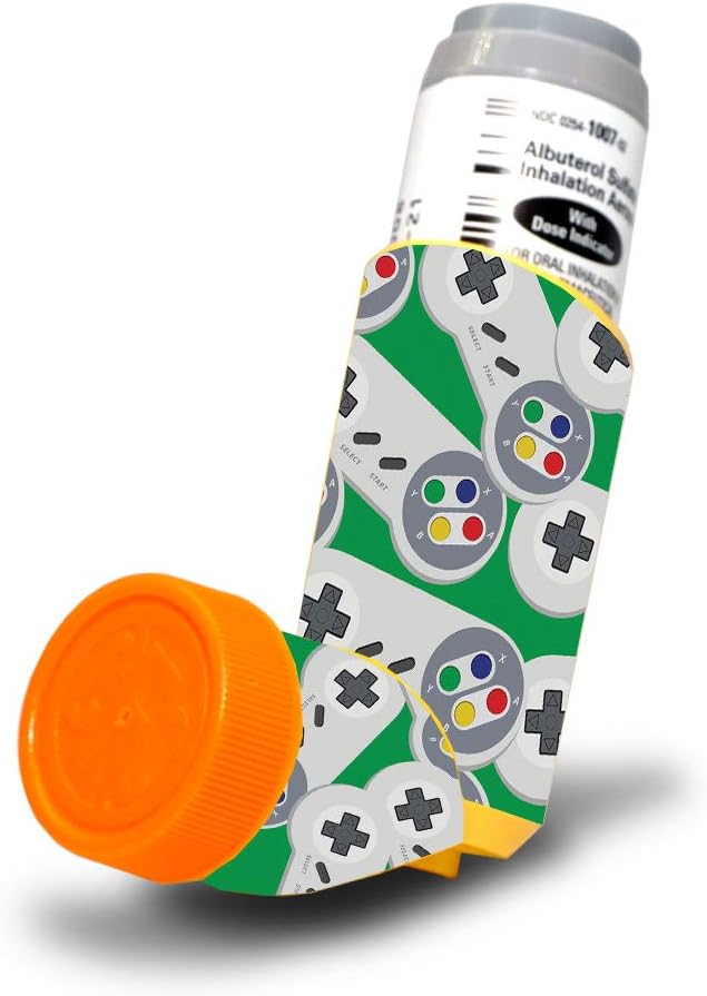 CanySkins Skin for Proventil HFA Asthma Inhaler - Retro Controllers 3 | Koruyucu, Dayanıklı ve Benzersiz Dyson Decal Cover | Uygulanmak için Kolay, Kaldırın ve Değiştirin