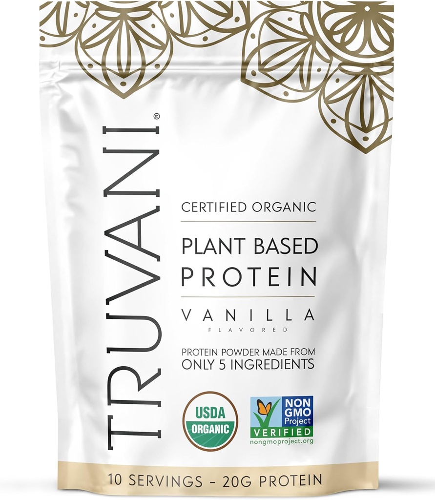 Truvani Vegan Pea Protein Toz | Vanilla | 20g Organik Bitki Temel Protein | 10 Hizmet | Keto | Gluten & Dairy Free | Low Carb | No Ek Olmayan Şeker