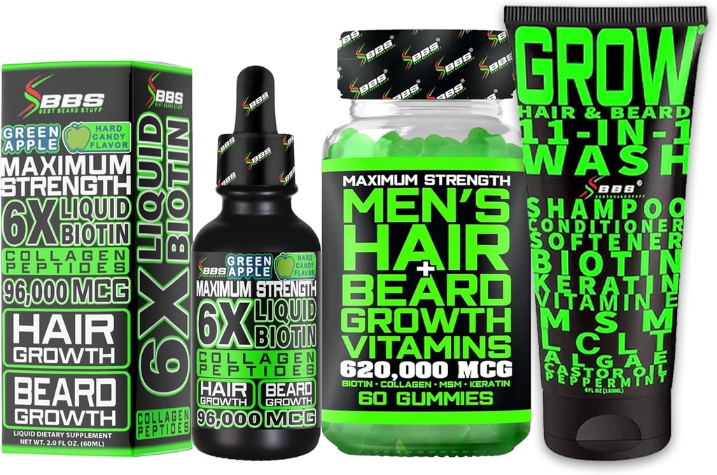 Ayıd Büyüme Kit w/Grow 11-in-1 Saç Büyümesi Erkekler ve Durumer w/Biotin + Ayıd Büyüme Vitaminleri ve Saç Büyümesi Için Vitaminleri - Amerika'da Sıvı Biyotin - Amerika'da Formüle