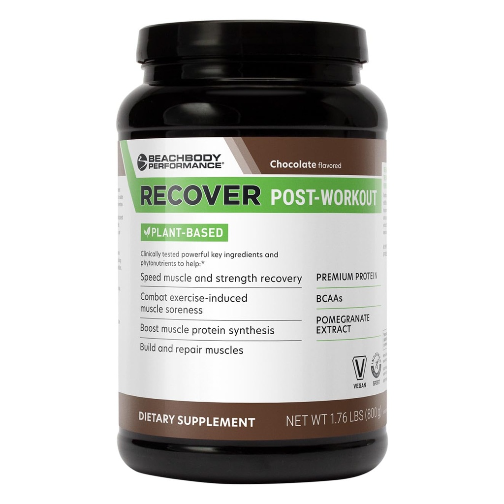 BODi Recover Plant-Based Protein Tozu - 20g proteini ile Kas Kurtarma için Post-Workout Chocolate Plant-Based Supplement, BCAAs, Pomegranate Ekstraksiyon - 20 Hizmet Tuba