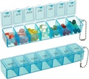 2 Pack Weekly Pill Organizer, Büyük 7 Gün Pill Box, Daily Vitamin Case Medicine Box,Pill Containers for Medicine Supplements Fish Oil (Mavi)