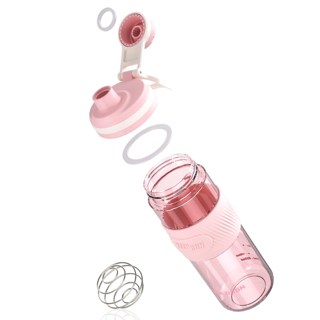 Shaker Şişe - 650 ml/23oz, Dayanıklı & Leak-Proof, Süper Kremi Fitness Protein Shakes - Pink Creamy Fitness Protein Shakes - Pink Creamy Fitness