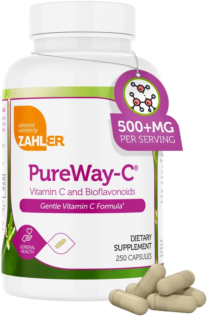 Zahler Vitamin C 500 mg - Vitamin C Capsules 500 mg with Bioflavonoids - Stomach'da Nazi - Immune Support - Gluten Free Non-GMO VIT C 500 mg Vitamin C Tamam for Yetişkinler (250 Count)