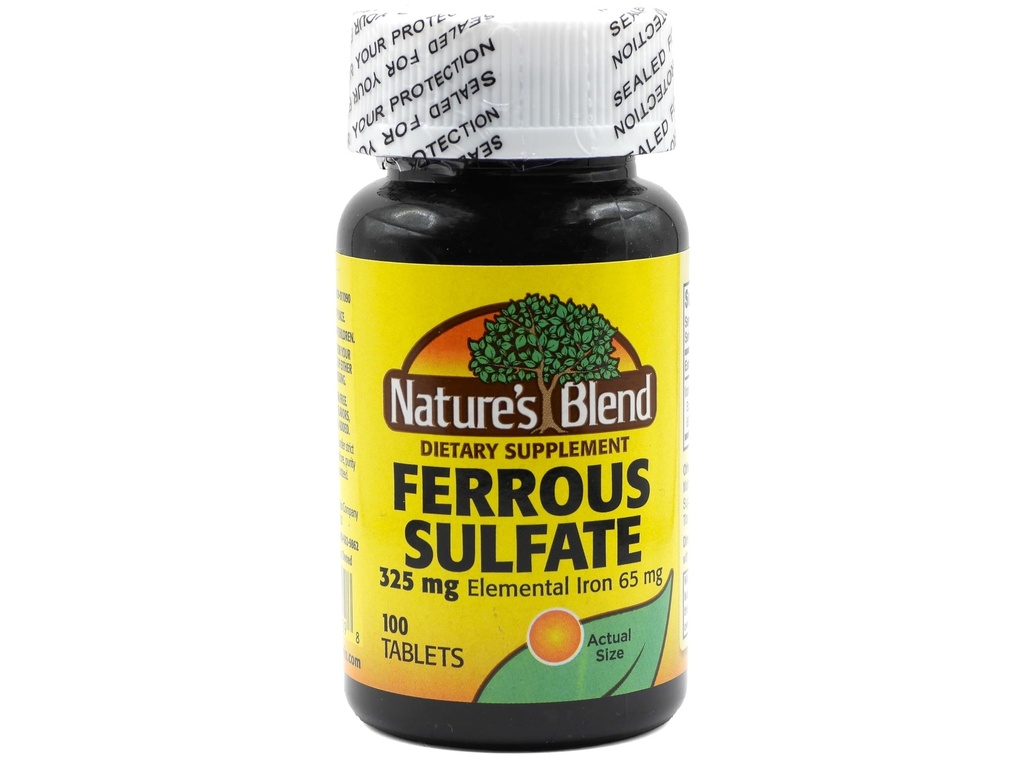 Nature's Blend Iron Ferrous Sulfate 325 mg BPK, Assorted, tabletler, 100 Count