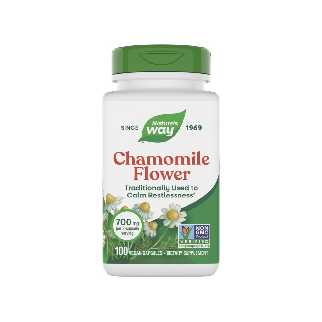 Nature's Way Chamomile Flower - 2Capsule için 700 mg - Geleneksel Calming Aid* - Herbal Supplement - Non-GMO Project  Valid & Gluten Free - 100 Vegan Capsules
