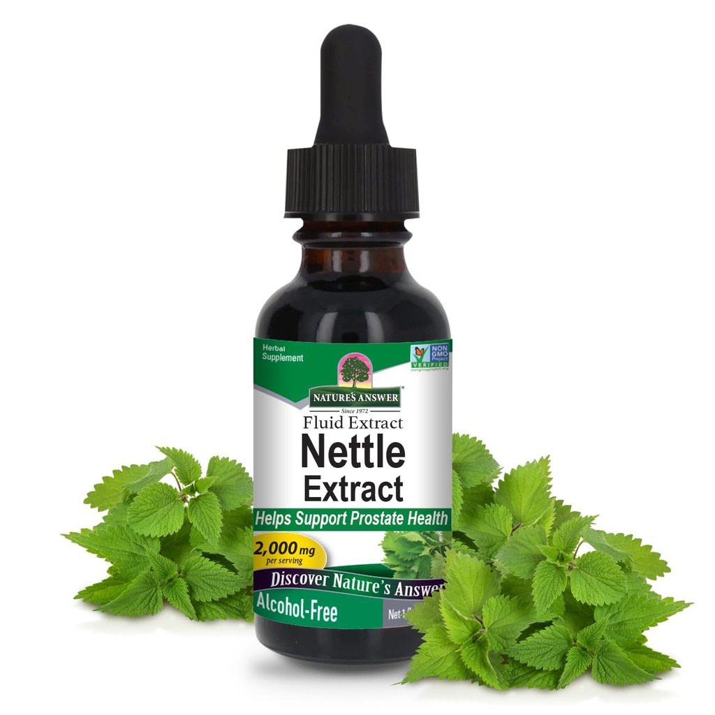 Nature's Answer Nettle Leaf 1oz Extract | Prostate Suppot | Interd Dark Green Nettle Leaf Herbal Supplement | Non-GMO, Kosher, Gluten-Free, & Alkol-Free | Single Count
