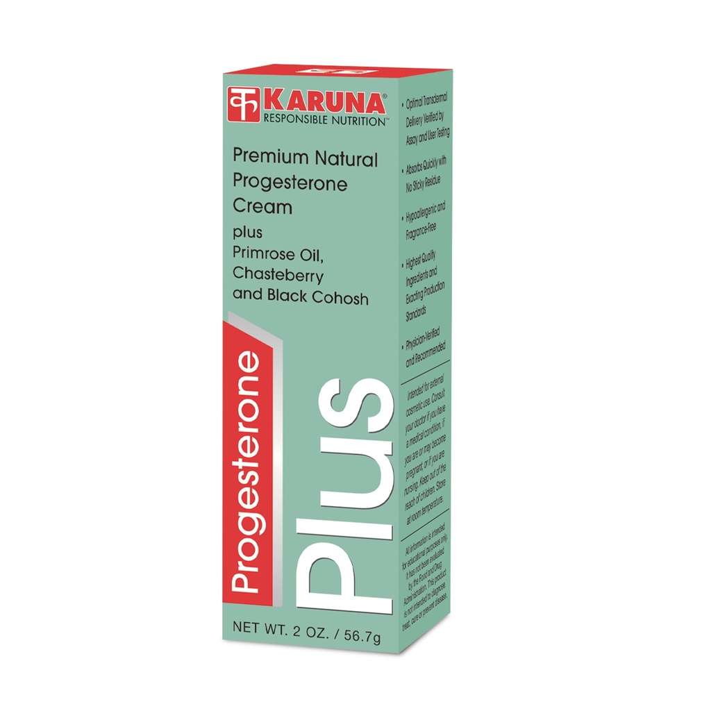 Karuna Progesterone Plus 2OZ | Hipoallergenik USP Progesterone, Evening Primrose Oil Chasteberry ve Black Cohosh Ekstraksiyonları Organik Jojoba Oil ve Aloe Leaf Ekstradüksiyon Organik Shea Butter E
