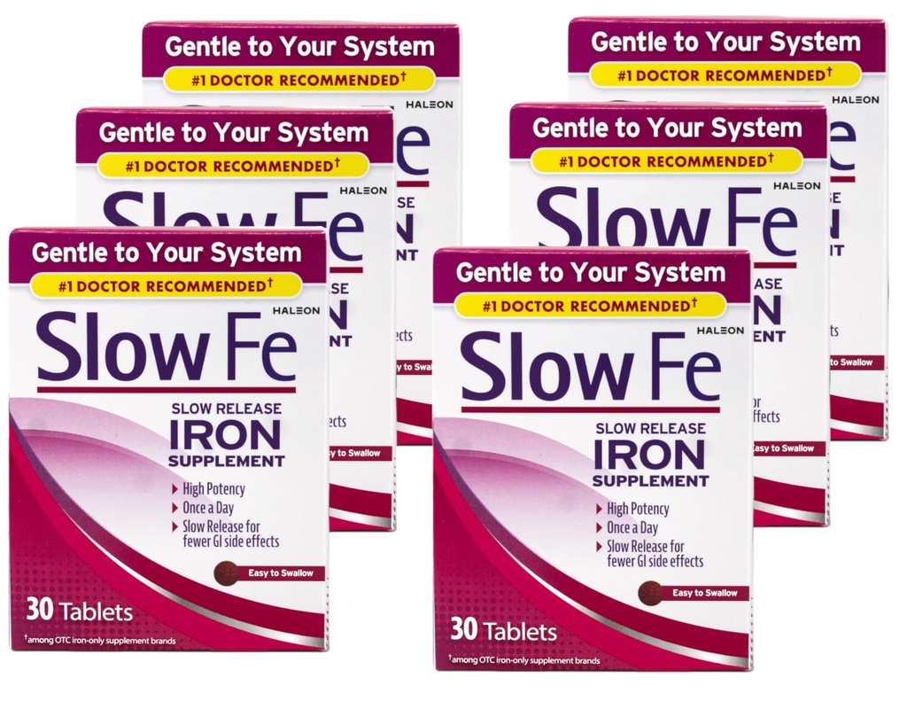 Slow release Iron, Tabletler 30 ea (Pack of 6)