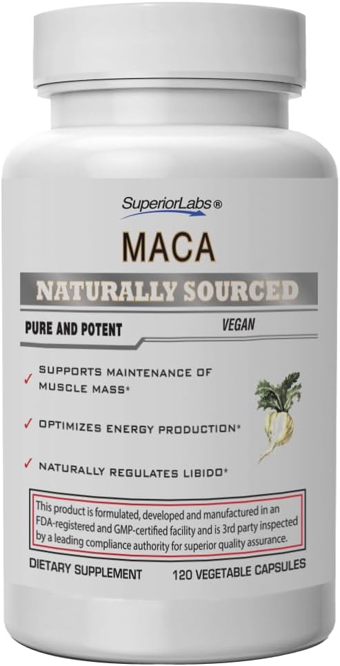 Üstün Laboratuvarlar - Organik Peruvian Maca -% 100 Pure NonGMO - Calming ve Relaxasyon için Diyetsel Tamam - Zero S Sentetik Katkılar, Stearates, Dioksis - 750 mg, 120