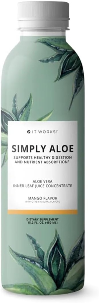 Çalışıyor! Basitçe Aloe - Mango Flavor - 15.2 Fl Oz - Yenileme, Nutritious Drink - Aloe Vera İç Yaprak Suyu Yoğunluğu - Sağlıklı Digestion, Nutrient Aborpsiyon ve Genel Wellness