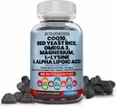 L-Lysine Coq10 Alpha Lipoic Acid Gummies Red Yeast Rice Magnesium Gummy for Adults and Kids - Amino Acid Supplements Omega 3 Niacin Zinc Vitamin K2 D3 B3 - Vitamins for Women and Men - 60 Gummy Bears