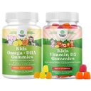Çocuklar için Omega DHA Gummies - Fatty Acids Omega 3 6 9 - Beyin için C vitamini, Immunity & Vision ve Vitamin D Gummies for Kids - 1000 IU Per Care - Immune Support Muscle Teeth & Bone Health