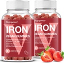Demir Gummies Kadınlar ve Çocuklar için Tamamlar - Kan Oksijeni için Demir Gummy ile Çokvitamin, Max Abpole için C vitamini ile Büyük Tasting Gummies, Vegan Chewable (180 Kont, Strawberry)