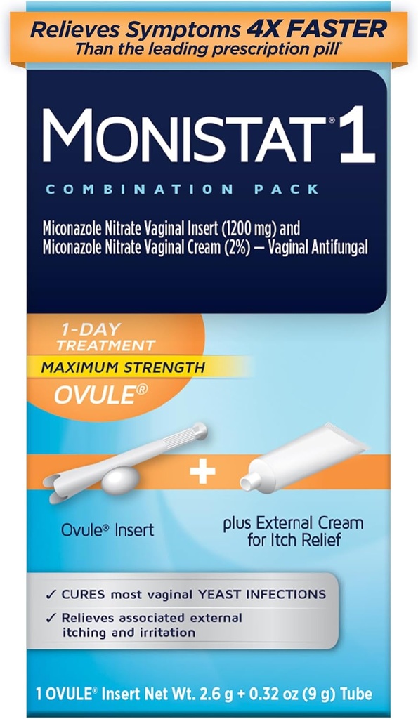 Monistat 1 Gün Kadın Için Enfeksiyon Tedavisi, 1 Miconazole Ovule Set & Dış Monistat Anti-Itch Cream Sche