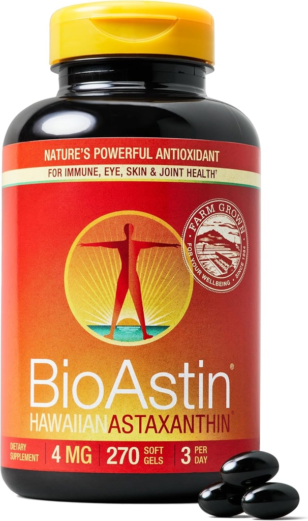 Nutrex Hawaii BioAstin Hawaii Astaxanthin - 4 mg, 270 Softgels - Farm-Direct Premium Antioksi Supplement to Support Eye, Skin, Joint & Immune System Health -Non-GMO & Gluten-Free Free