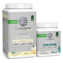 Sunwarrior Kretine Toz & Vanilla Aktif Organik Protein Toz Set | Sche & Save | Vegan Protein Plus Unflavored, 20 Hizmet Vanilla)