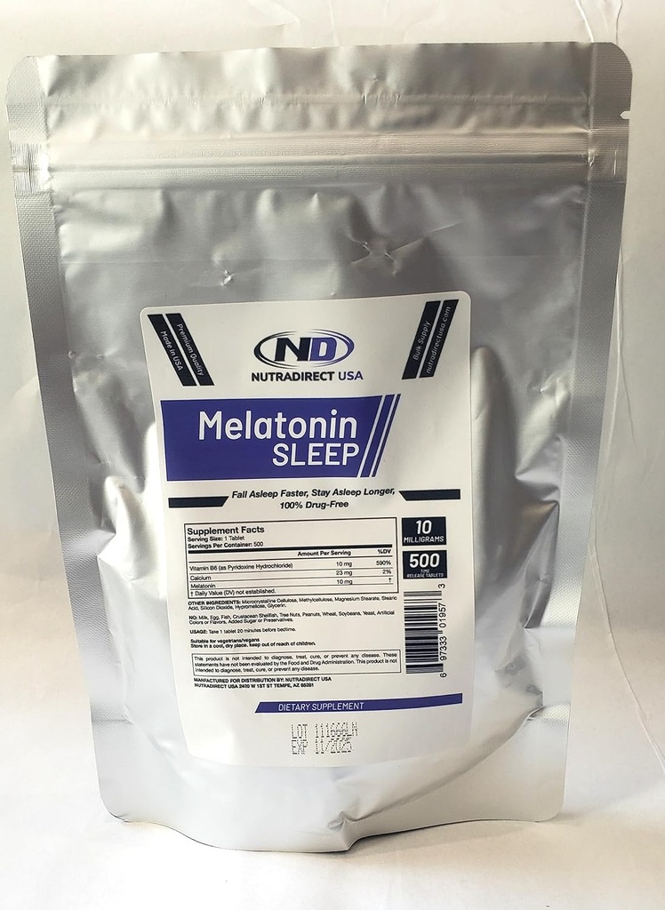 NutraDirect Melatonin 10 mg Time Bülteni - 500 Tablet
