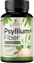 Psyllium Husk Toz Capsules 2000 mg, Doğal Günlük ► ve Çözülen Fiber Pills, Psyllium Husk Fiber Supplement Destekler Digestion Colon Health & Regularity, Plant Based Supplement - 60 Capsules