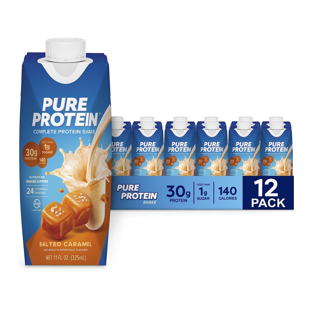 Saf protein Salted Caramel Shake, Immune Health, 11 Oz, 12 Count