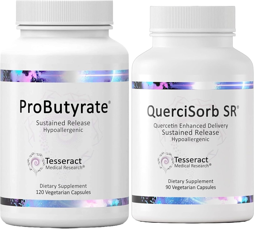 Tesseract Gut & Immune Support Sche – ProButyrate 600 mg & QuerciSorb SR Quercetin 400 mg, 120 + 90 Capsules, Gastrointestinal & Immune Health, Hipoallergenic