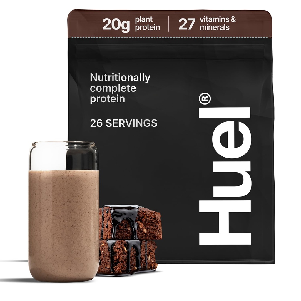 Huel Vegan Protein Toz | Chocolate Fudge Brownie | Tamam Beslenme | 20g Protein Toz | 100% Plant-Based | 27 Vitamins & Minerals, Gluten Free, Non-GMO, Lactose Free | 26 Hizmet