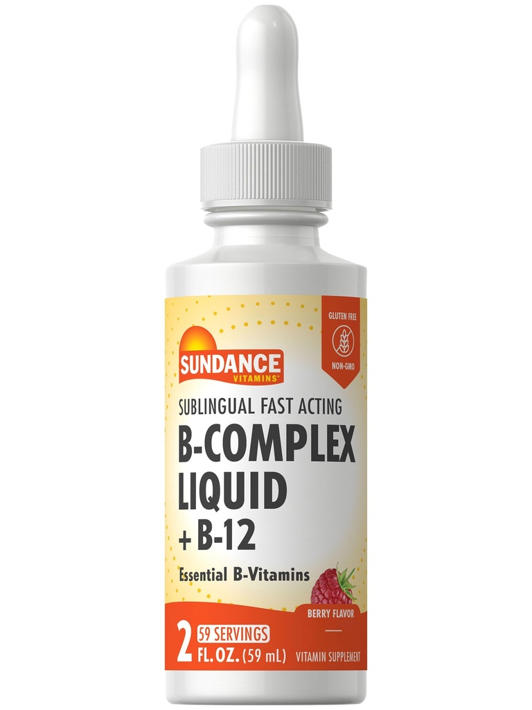 Sundance Sublingual B Kompleksi | 2 Akışkanlar | B-12 | Berry Flavor | Vegetarian, Non-GMO ve Gluten Free Supplement
