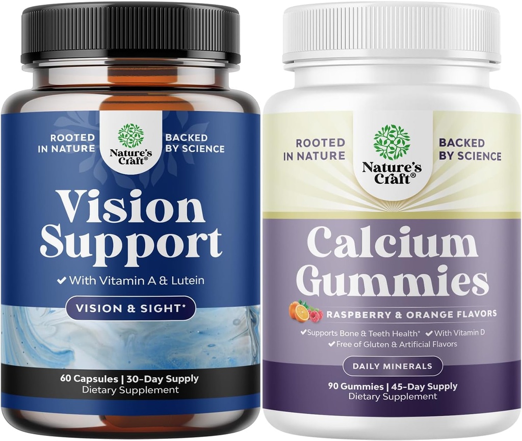 Yetişkinler için Tamam Göz Sağlığı Tamamı - Lutein 20mg Per Vision & Blue Light Protection with Beta Carotene and High Abxiadis Gummies with Vitamin D3 for Bone Health