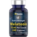 tnvitamins Melatonin 15 MG Per Capsule (240 Capsules) | Tüm Doğal Uyku Pilleri Yetişkinler | Ekstra Güçlü Melatonin | Gece Uyku Desteği | Doğal Uyku Desteği Tamamlandı