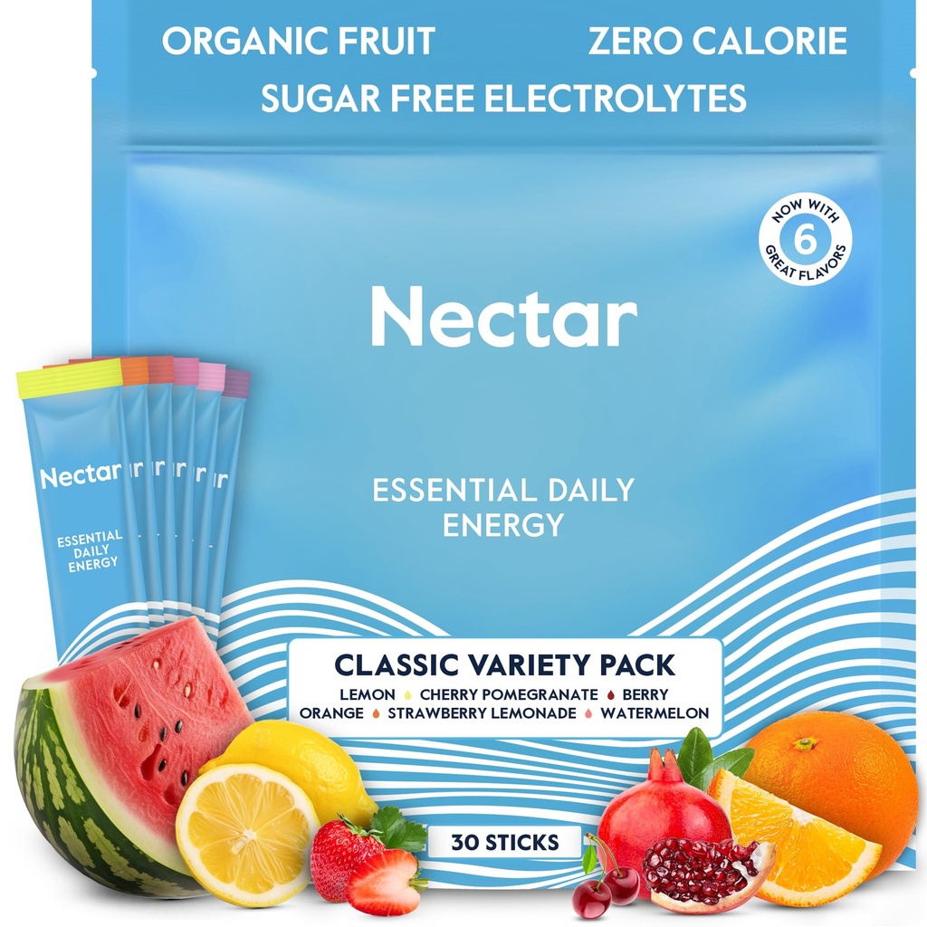 Nectar Enerji ATM - Organik Caffeine, B12 & Electrolytes - Sugar Free & Zero Calorie - Sağlıklı Kahve, Enerji İçilir & Soda Alternatif - Hydration & Energy Supplement (Variety 30 Toz Paketleri)
