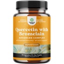 Immune Aid için Bromelain Supplement ile Saf Quercetin - Yüksek Potent Quercetin 500 mg Capsules with Bromelain for Immune Support & Breathing - Beslenme Respiratory Supplement - 90 Ct