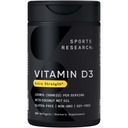 Sports Research® Vitamin D3 w/Coconut MCT Oil - Yüksek Potency Vitamin D3 5000iu (125mcg) Immune & Bone Support - Seed Oil Free - Non-GMO - Gluten Free (360 Liquid Softgels)