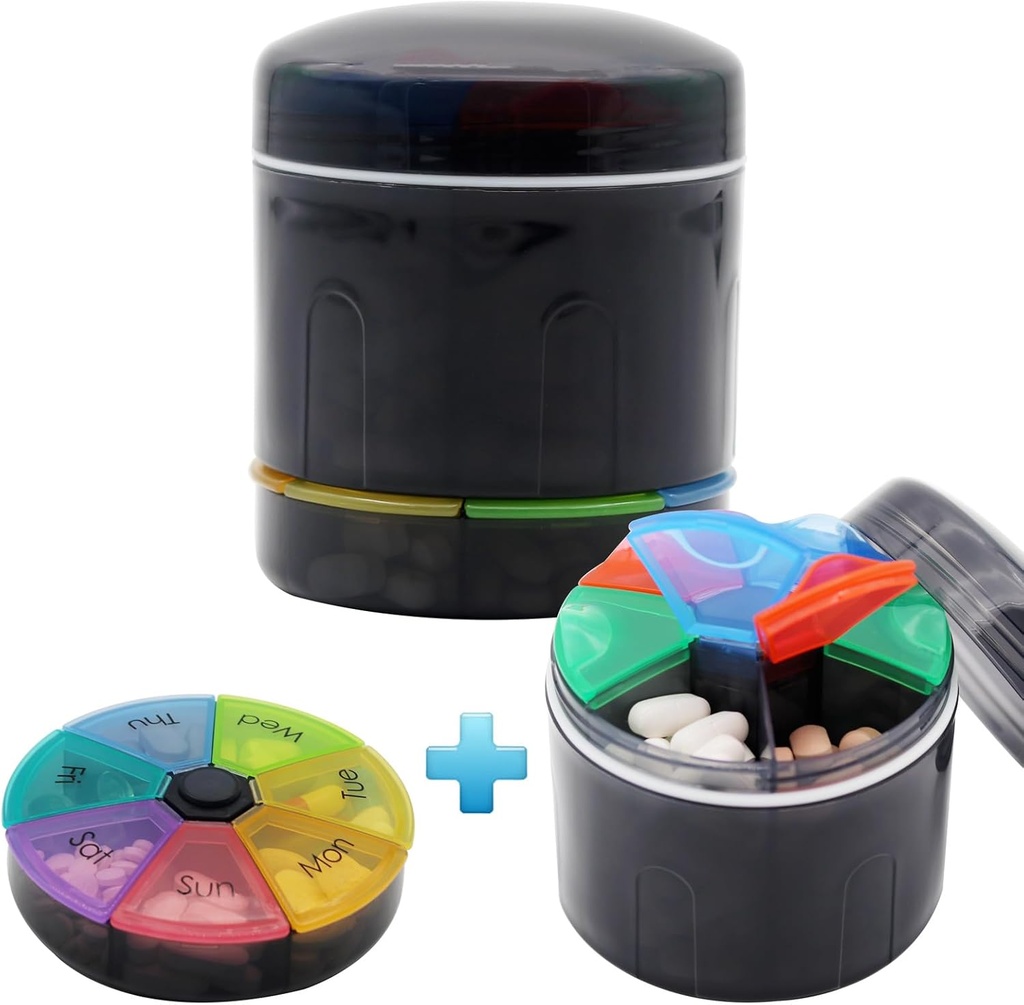 Ekstra Büyük Portreatif Pill Case with Double Katmans 7tments Medicine Box Monthly Pill Organizer (Large Şişe)