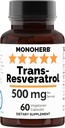 Trans Resveratrol 500 mg - 60 Veg Capsules | 250 mg per Capsule - 2 Capsules: 500 mg - 30 Hizmet