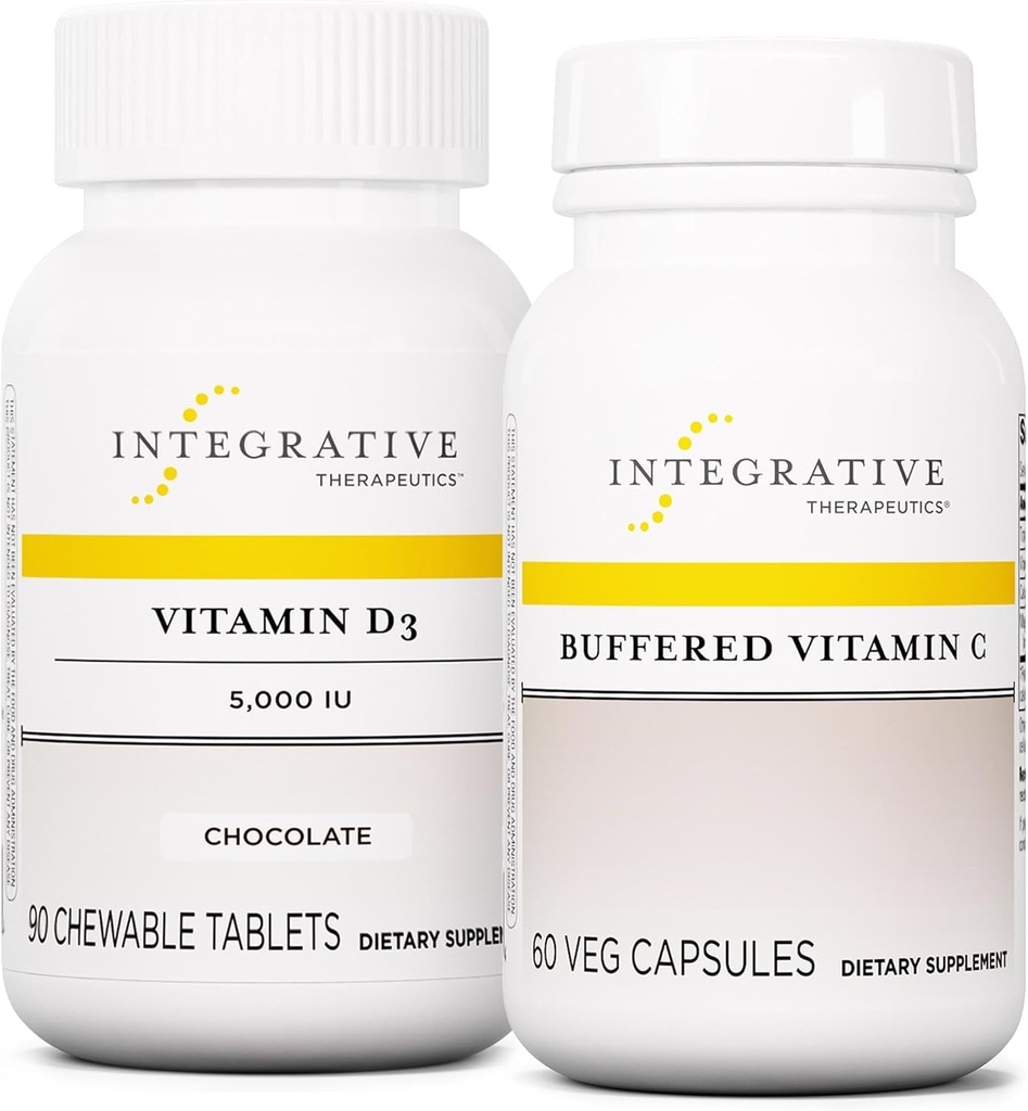 Buffered Vitamin C 1000 mg, 60 Capsules & Vitamin D3 125 mcg, 90 Chewables - Antioksit Desteği için Buffered Vitamin C * Vitamin D3