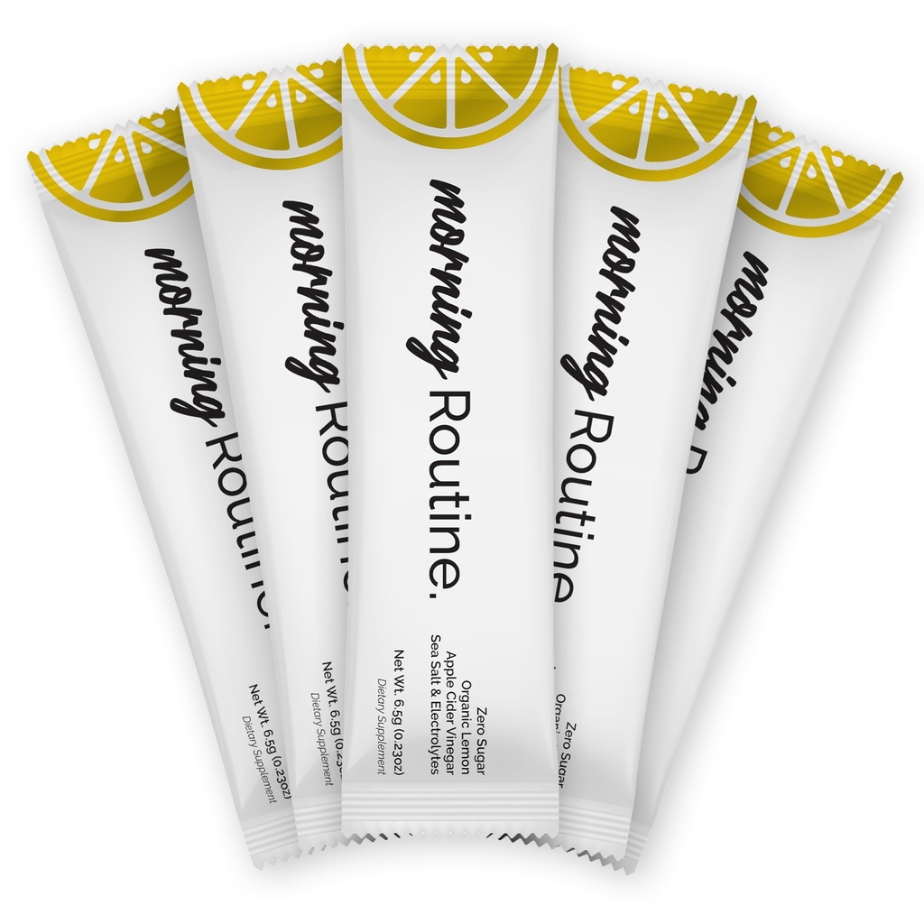 ROUTINE Morning Daily Hydration | Electrolyte Toz Paketleri Apple Cider Vinegar, Lemon ve Sea Salt | Keto & Paleo-Friendly Electrolyte Drink Mix (5 Pack)