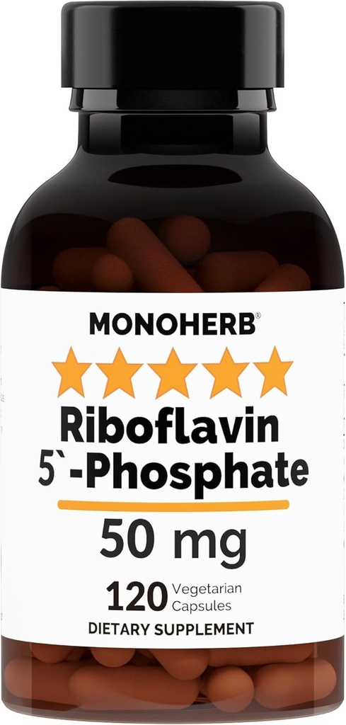 MONOHERB Riboflavin 5'-Phosphate 50 mg - 120 Vegetarian Capsules - Bioaktif Vitamin B2