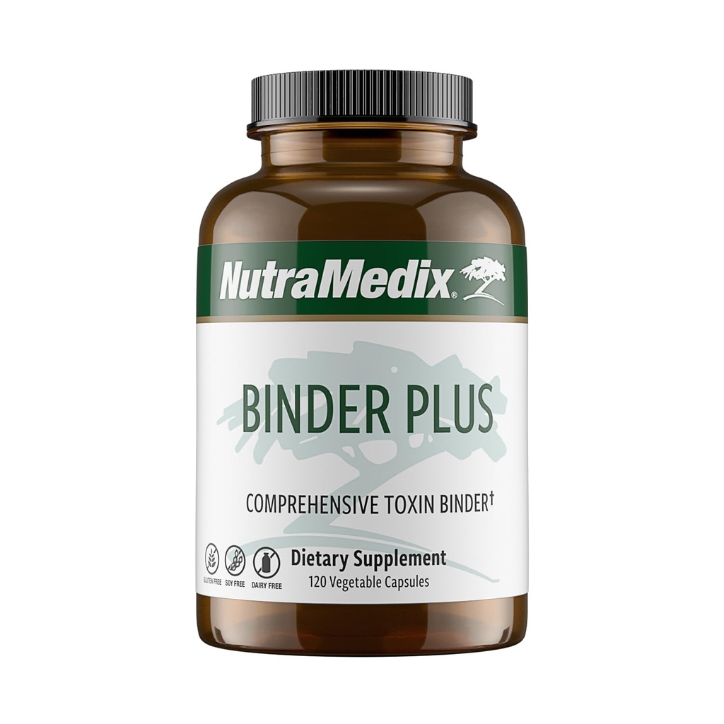 NutraMedix Binder Plus - Kapsamlı Toxin Binder & Body Detoxifier - Prebiyotik Antioksi Support + Inulin, Bentonite, Aloe Vera, Aktif Charcoal, Fulvic Minerals & Chitosan (120 Capsules)