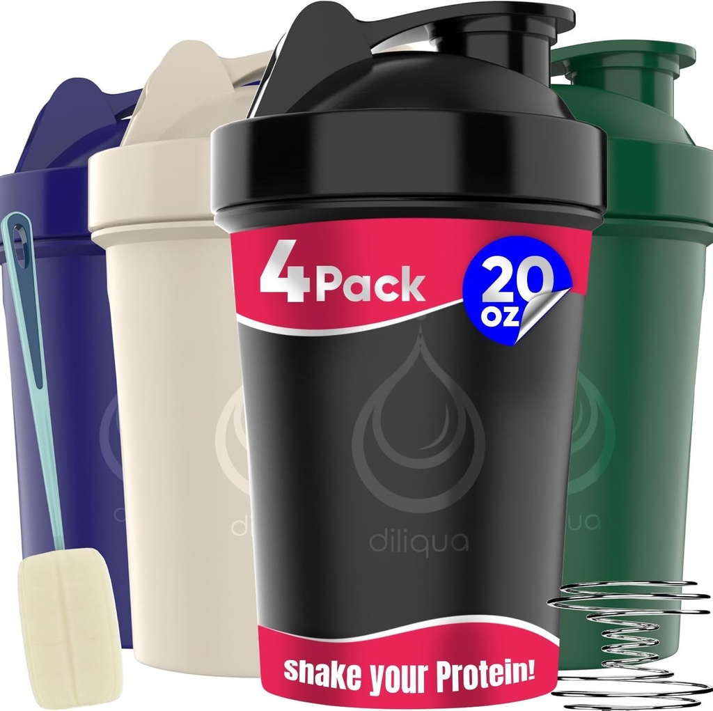 4 PACK, 20 oz Shaker Şişeler Protein Mixes için Tel Whisks ile | Leakproof Blender Shaker Şişe Paketi | Madonna-Free & Dishwasher Güvenli | Shaker şişe | Shaker Cups