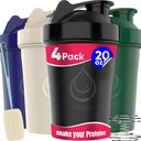 4 PACK, 20 oz Shaker Şişeler Protein Mixes için Tel Whisks ile | Leakproof Blender Shaker Şişe Paketi | Madonna-Free & Dishwasher Güvenli | Shaker şişe | Shaker Cups