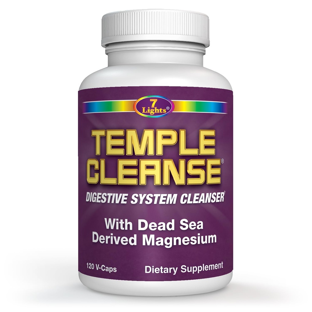 Temple Cleanse 120 Capsules | Oxygen & Dead Sea Magnesium Colon Cleanse Detox, Fast-Acting Constipation Relief, No Gas/Bloating, Vegan Gluten-Free Digestive Cleanse, Gentle on Stomach for Women & Men