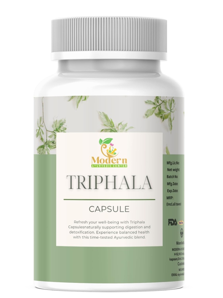 Triphala Capsules 120 Digestive Support için, Immune Boost & Antioksid% 100 Herbal Mix of Amla, Haritaki & Bibhitaki Gut Health (120 Capsule)