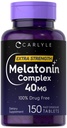 Carlyle Melatonin 40 mg Kompleksi | 150 Hızlı Dissolve Tabletler | Ekstra Kuvvet Desteği | Ashwagandha ve Chamomile | Vegetarian, Non-GMO, Gluten Free Supplement