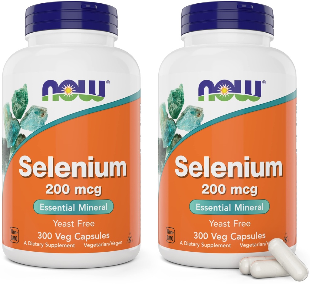 Şimdi Selenium 200mcg Capsules, 300 Count (Pack of 2) - Kadınlar ve Erkekler için L Selenomethionine Mineral Tamam - Veg Caps, Non-GMO, Vegan Dostu, Yeast-Free-Free-Free-