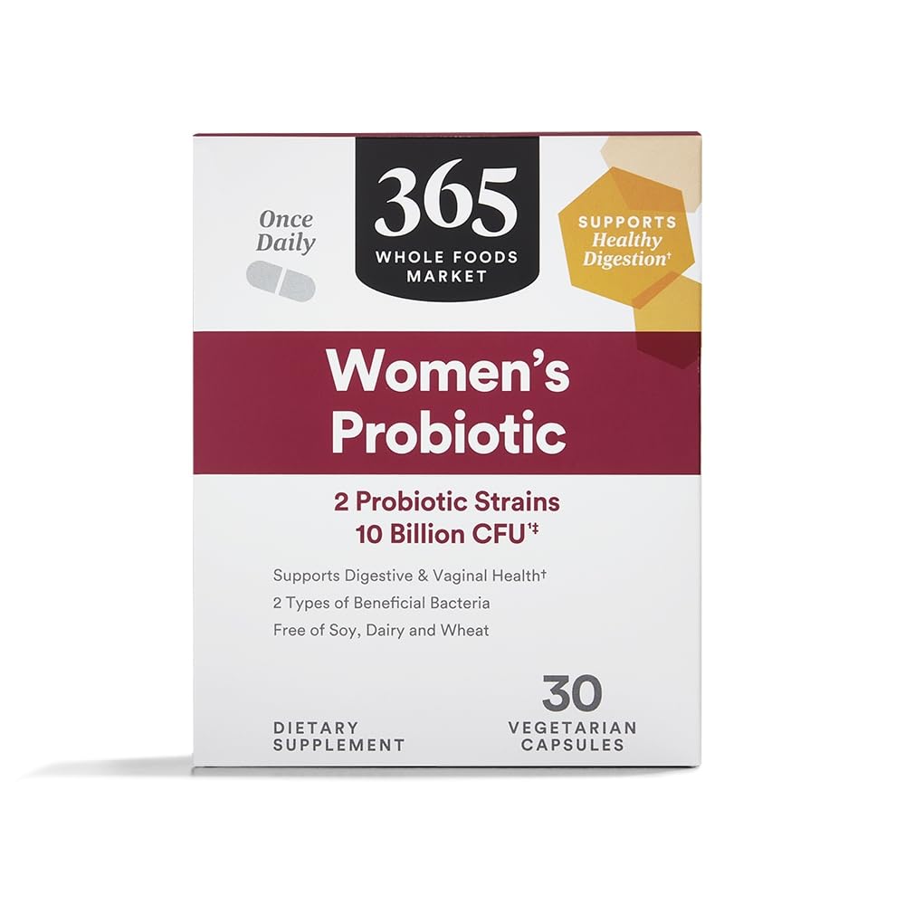 365 by Whole Foods Market, Women's Once Daily Probiotic (Vegetarian and Free of Soy, Dairy, and Wheat), 10 Billion CFU, 30 Count