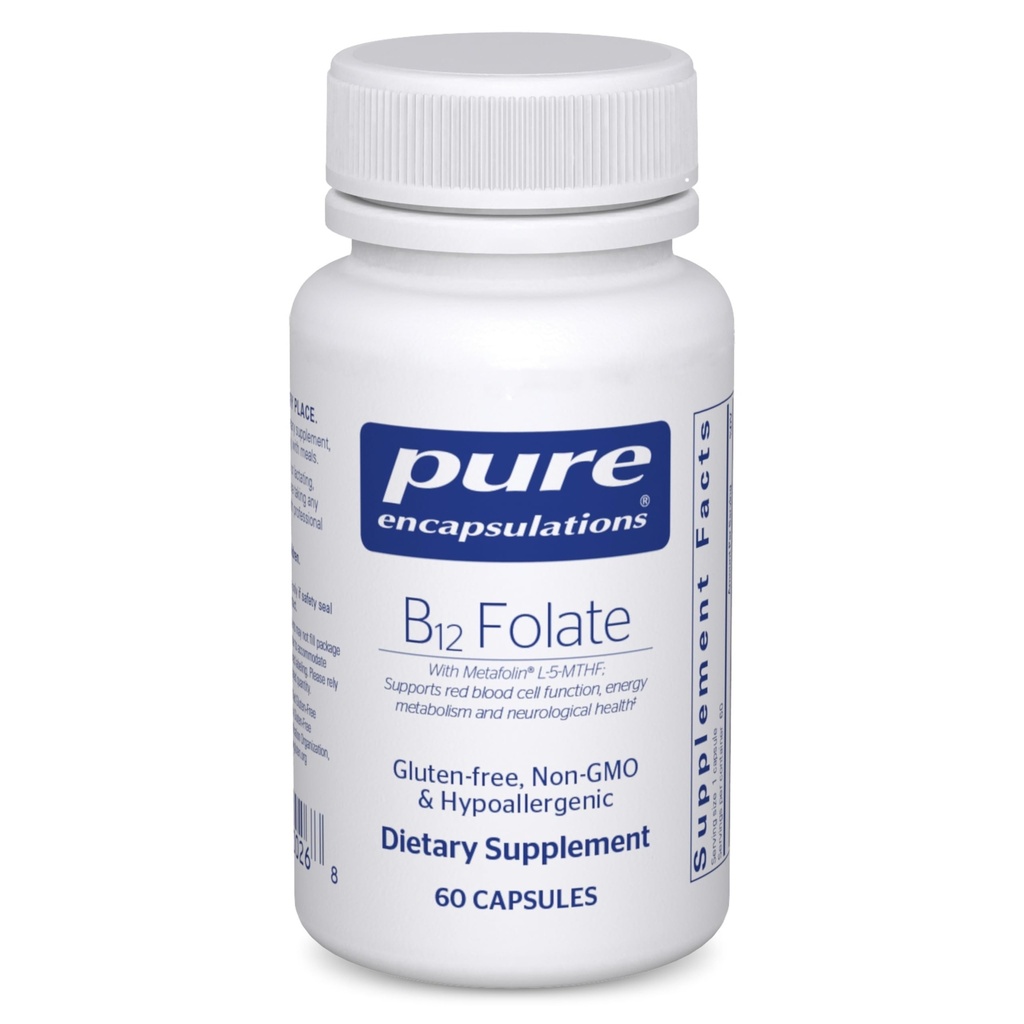 Pure Encapsulations B12 Folate - Enerji Nerves, Enerji Metabolism & Bilişsel Destek* - Metafolin olarak B Folate ile - 60 Capsules