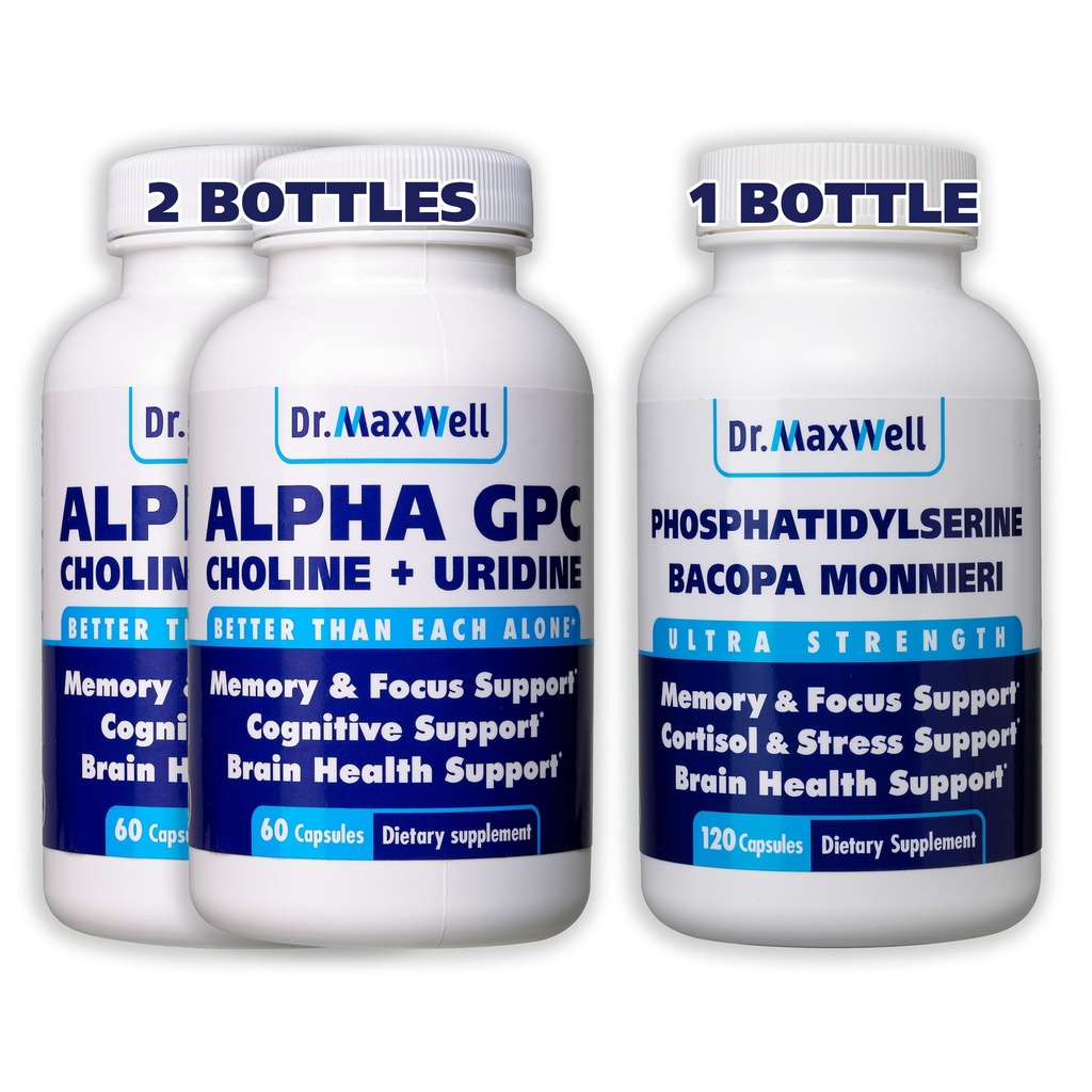 Alfa GPC & Uridine 2X 60 Capsules + Phosphatidylserine & Bacopa 1x 120 Capsules, 2 Ay Supply