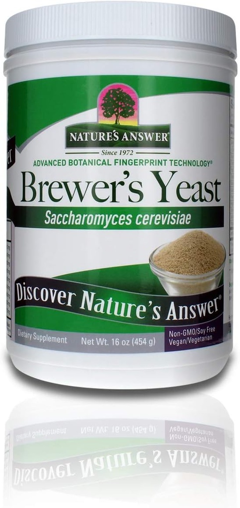 Nature's Answer Brewer's Yeast Toz, Zengin Türlü Asitler, B-Complex Vitaminler, Mineraller ve Protein - Doğal, Unflavored ve Unsweetened - Dairy Free, Vegetarian/Vegan