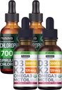 NUSAVA Strawberry Flavored D3 K2 Drops ve Chlorophyll Liquid Drops (1994) - Kalp, Ortak, Enerji ve Immune Desteği - Gluten-Free, 2pk Her Şey