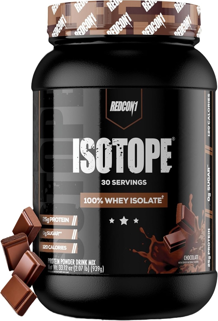 REDCON1 Isotope% 100 Whey Isolate, Chocolate - Keto Friendly Whey protein Toz - Low Carb + Zero Eklenmiş Şeker Whey Protein Isolate - Keto Protein Toz (30 Hizmet)