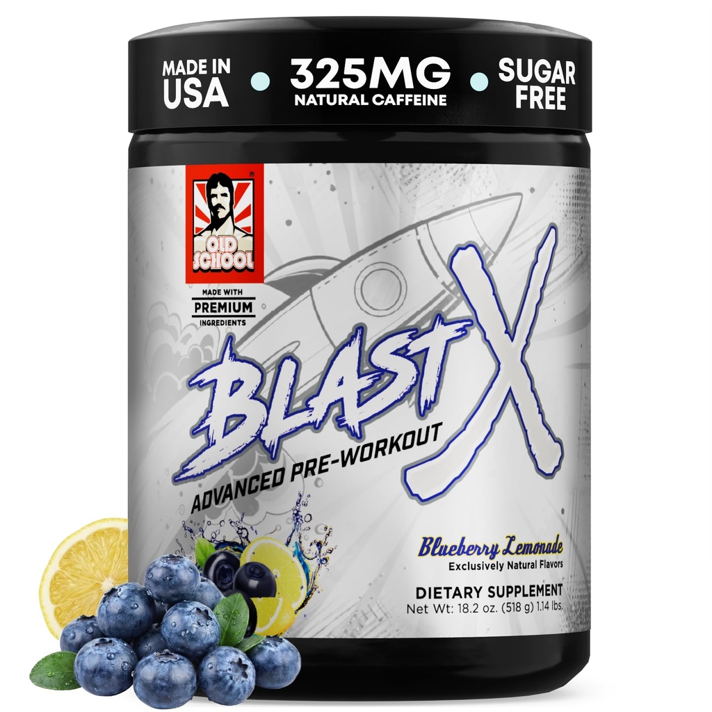 Eski Okul Laboratuvarları | Blast X Advanced Pre Workout Toz, Intense Energy Alert Preworkout for Men & Women | Blueberry Lemonade